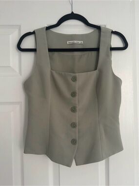 Abercrombie & Fitch Sage Green Button Front Tank